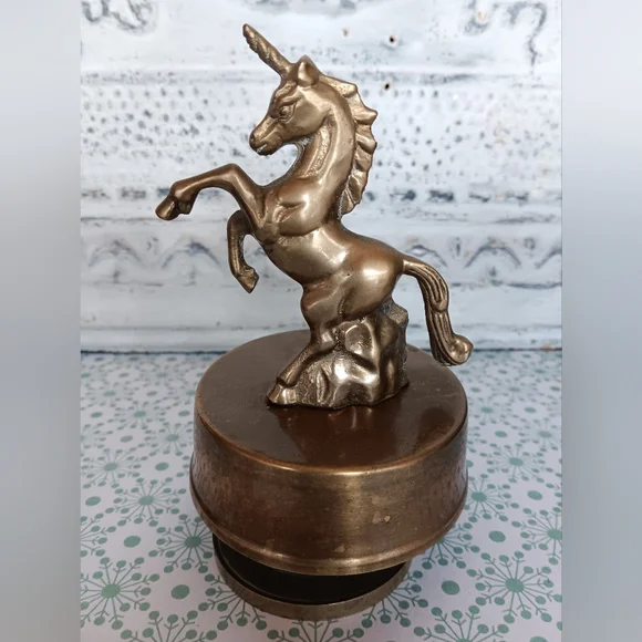 Vintage Brass Unicorn Music Box - Picture 4 of 4